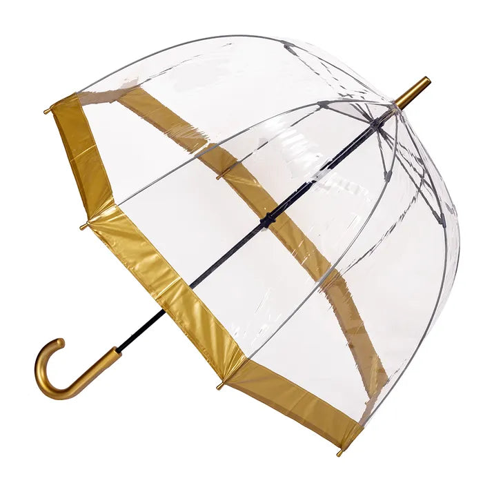Umbrella | Adult | Clear Birdcage | Thick Gold Trim