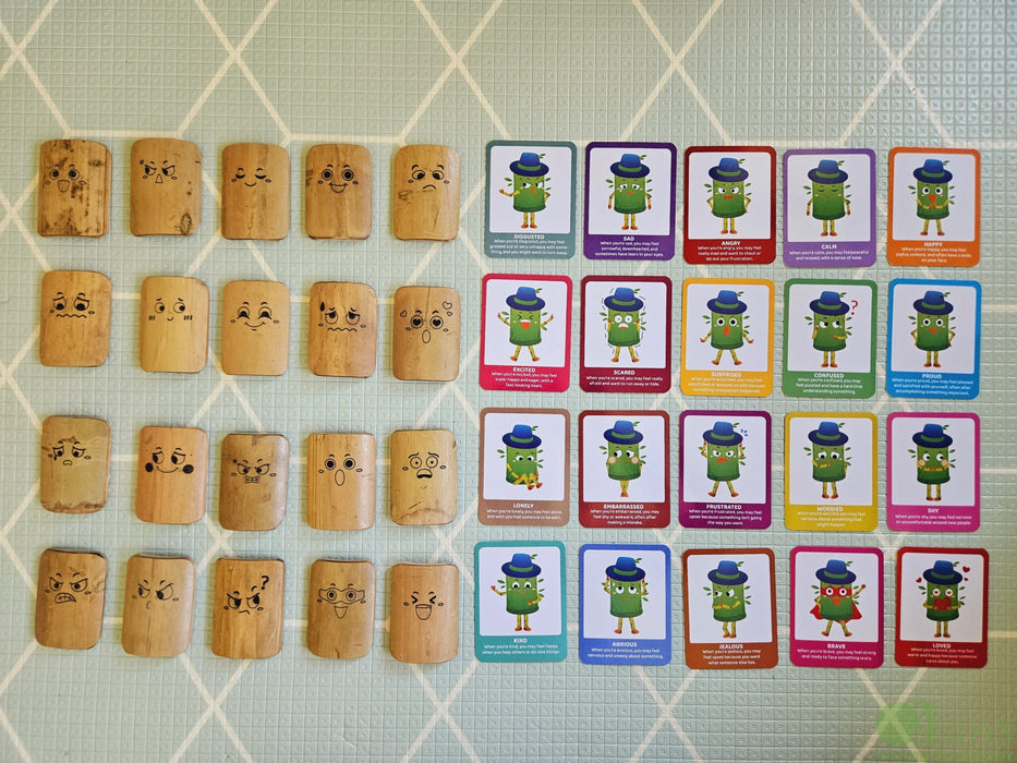 Wooden Bamboo Emotion Expression Learning Kit