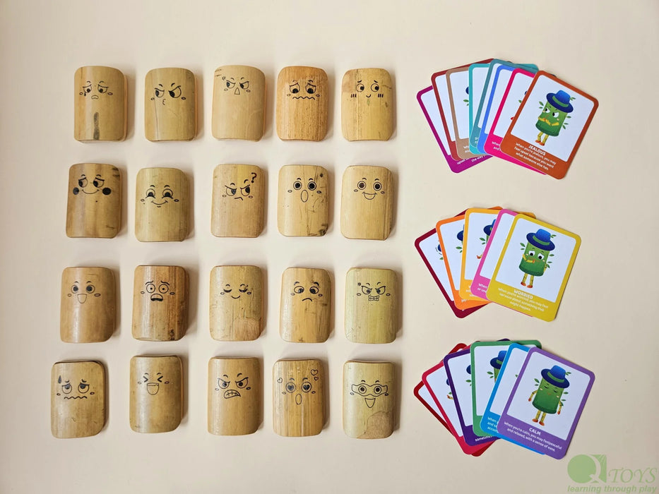 Wooden Bamboo Emotion Expression Learning Kit