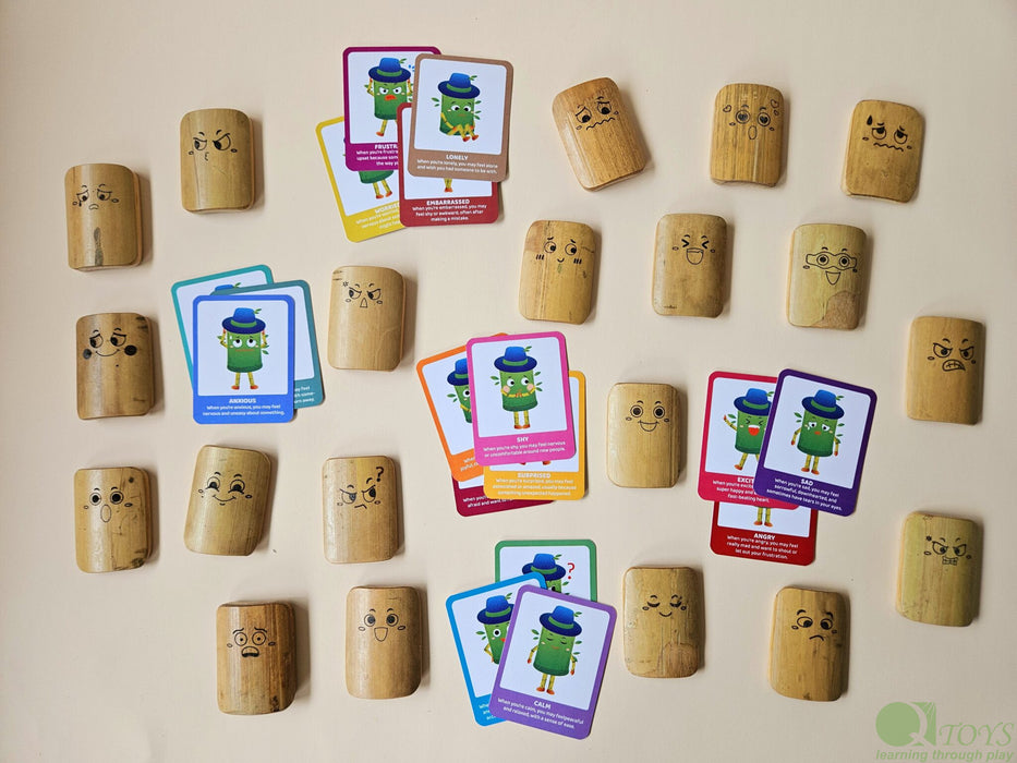 Wooden Bamboo Emotion Expression Learning Kit