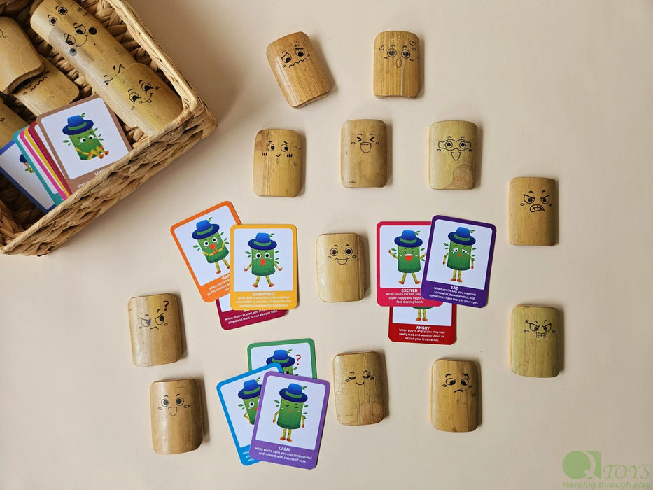 Wooden Bamboo Emotion Expression Learning Kit
