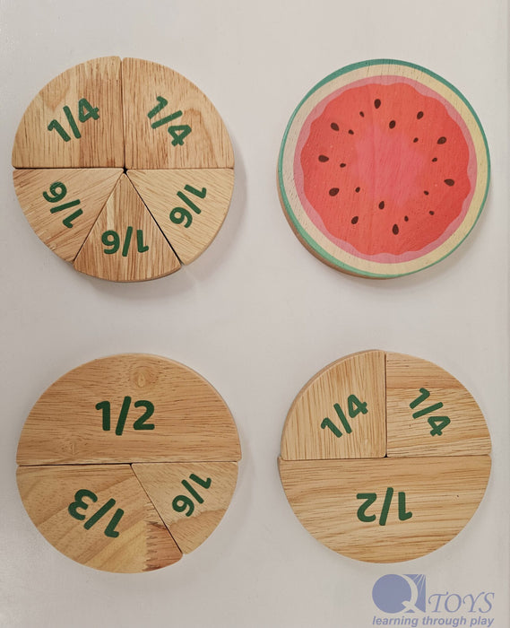 Wooden Watermelon Fraction Set