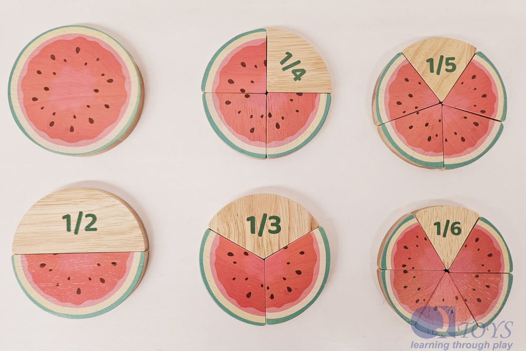 Wooden Watermelon Fraction Set