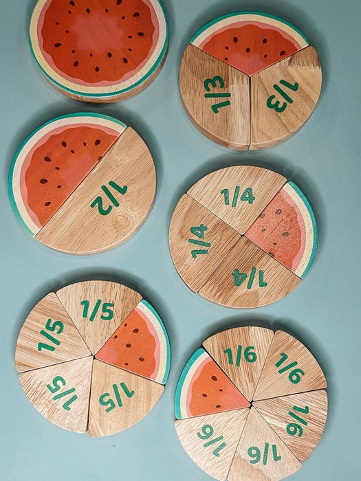 Wooden Watermelon Fraction Set