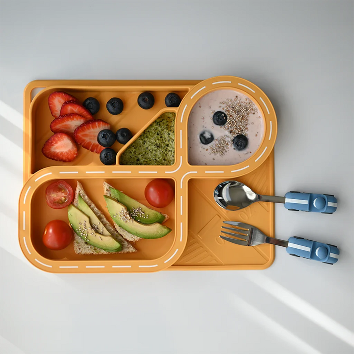 Zooli | Children's Dinnerware Set - Butterscotch Racetrack