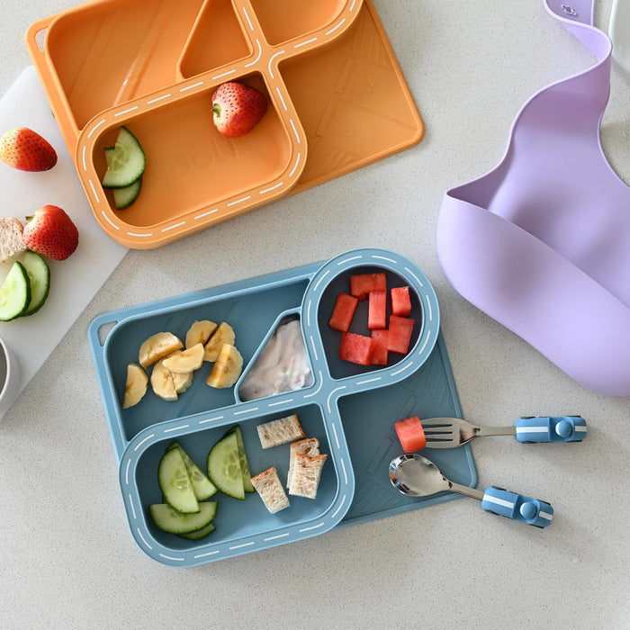 Zooli | Children's Dinnerware Set - Powder Blue Racetrack