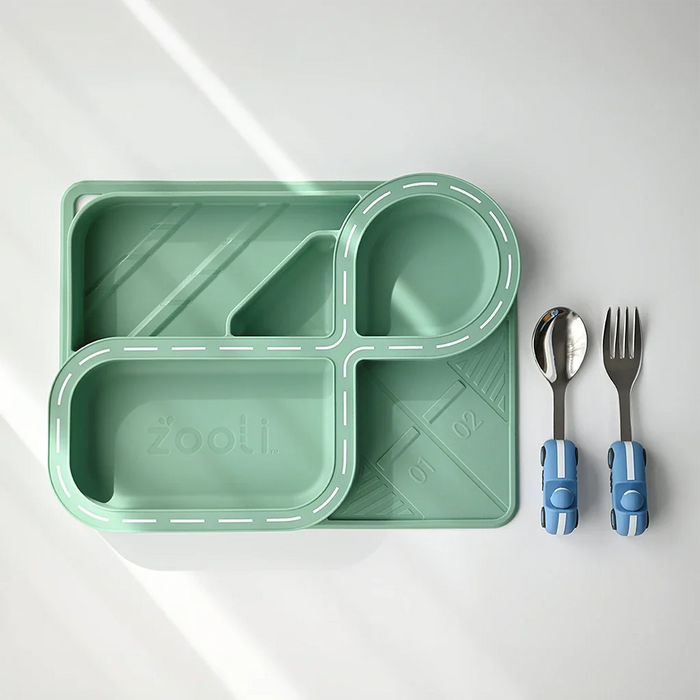 Zooli | Children's Dinnerware Set - Sage Green Racetrack