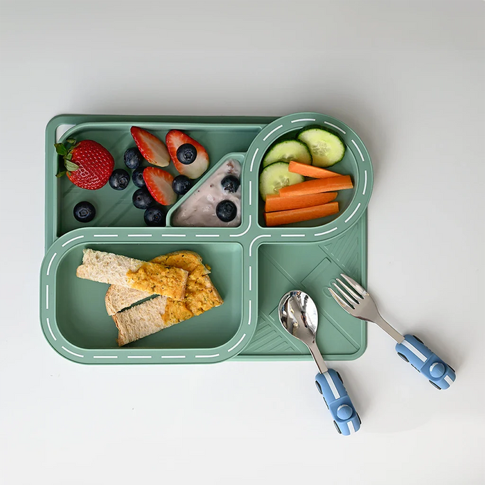 Zooli | Children's Dinnerware Set - Sage Green Racetrack