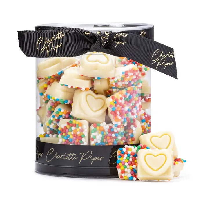Charlotte Piper | Mini Treats White Chocolate Heart w/sprinkles 130g