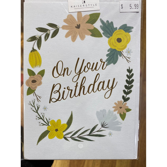 Birthday Card - Flora Oval