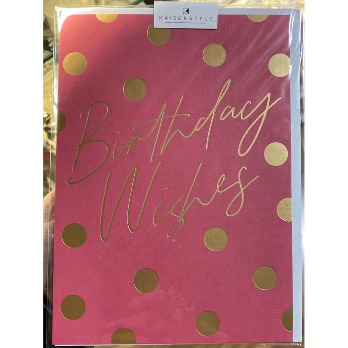 Birthday Card - Pink & Gold Polka