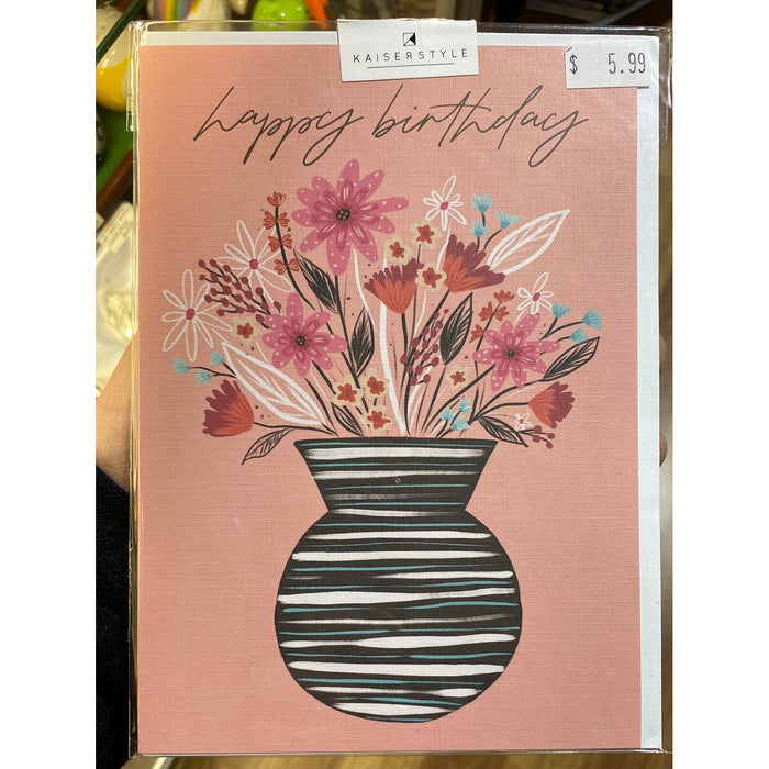 Birthday Card - Vase of Blooms