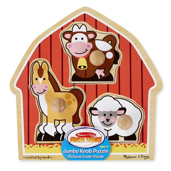 Melissa & Doug | Wooden Puzzle | Jumbo Knob | Barnyard Animals