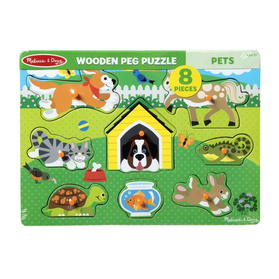Melissa & Doug | Wooden Peg Puzzle | Pets