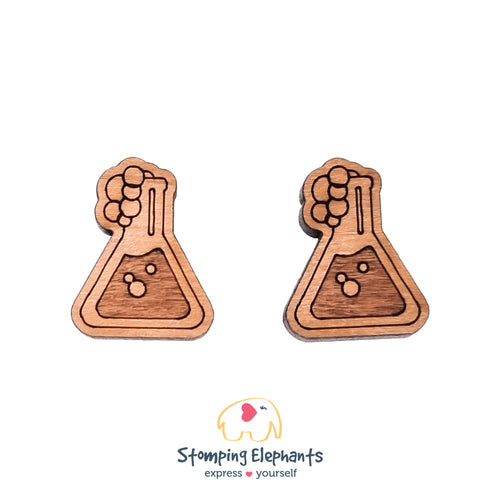 Earrings | Studs | Science Beaker Natural - XL