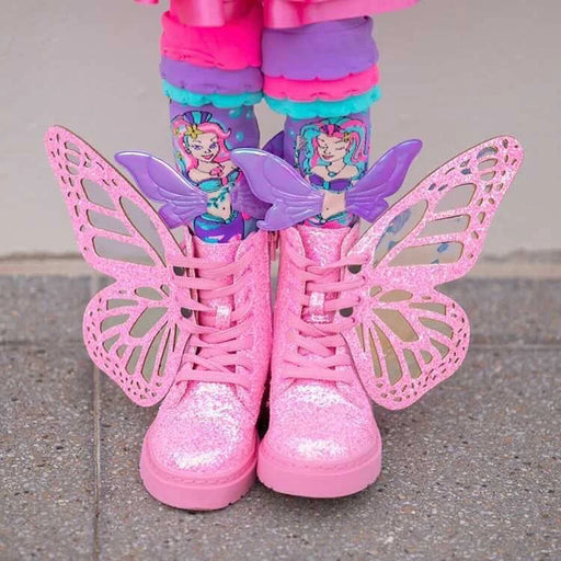 Madmia Shoes Glitter Butterfly Boots Pink Delightful Rainglow