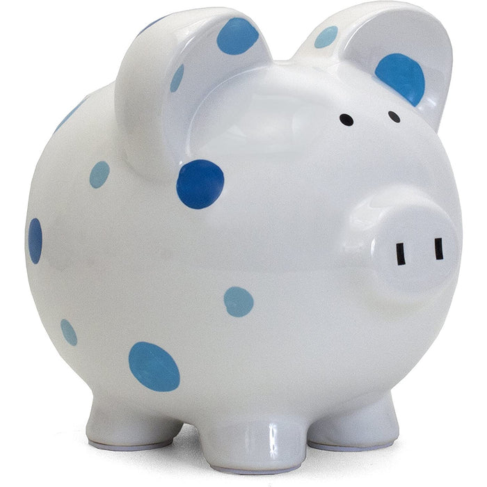 Piggy Bank Large | Blue Polka Dots