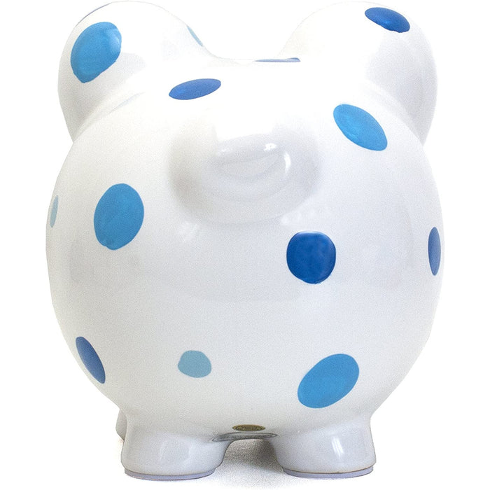 Piggy Bank Large | Blue Polka Dots