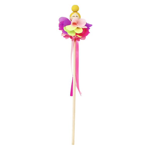 Pink Poppy | Wand - Wooden Bead Pixie Flower