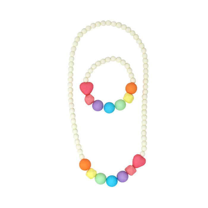 Pink Poppy |  Necklace & Bracelet Set - Over the Rainbow