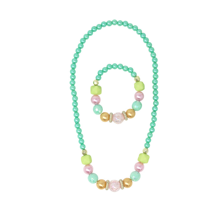 Pink Poppy |  Necklace & Bracelet Set - Pearlescent