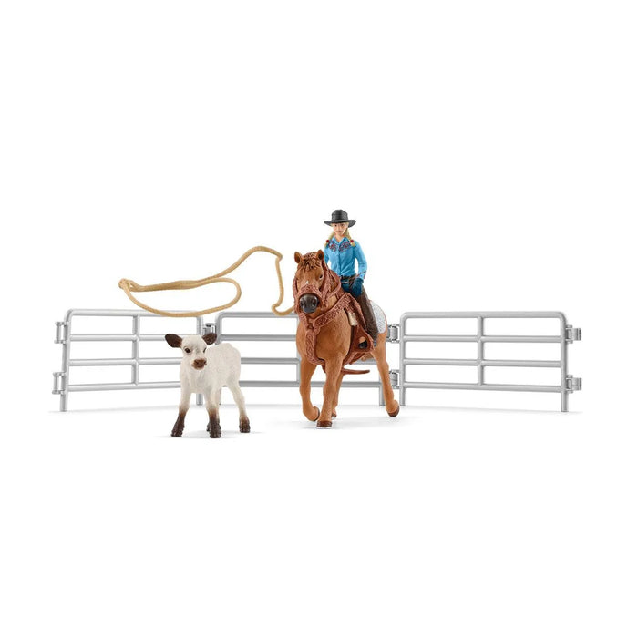 Schleich | Farm World | Cowgirl Team Roping Fun