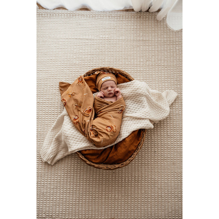 Snuggle Hunny | Baby Jersey Wrap & Beanie Set | Roar