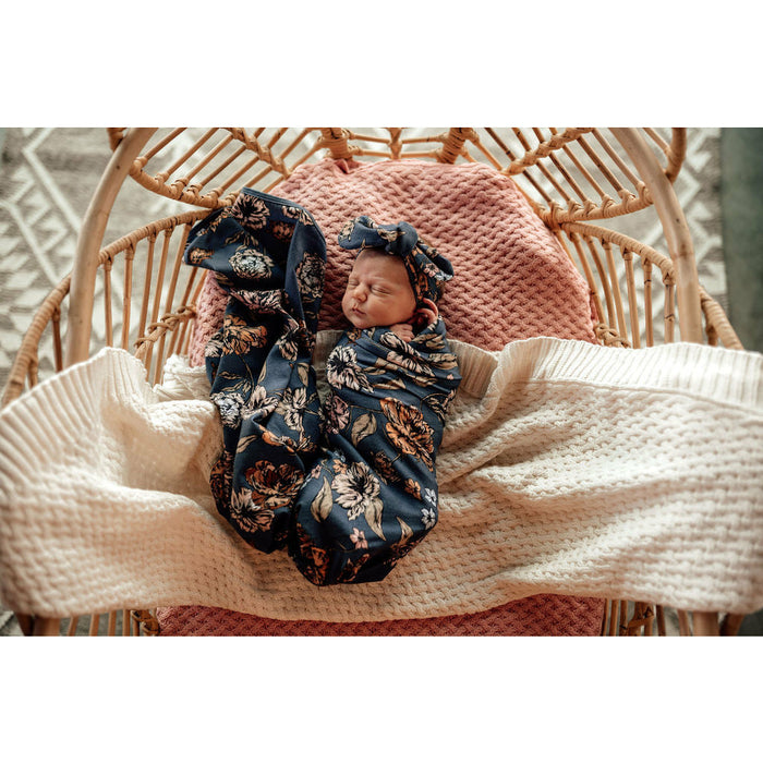 Snuggle Hunny | Baby Jersey Wrap & Topknot Set | Belle
