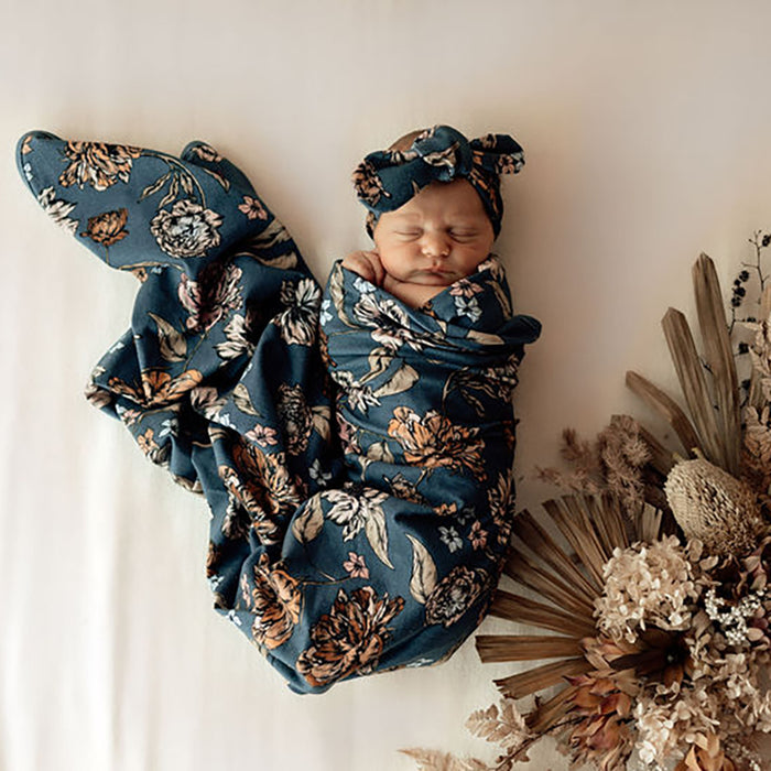 Snuggle Hunny | Baby Jersey Wrap & Topknot Set | Belle