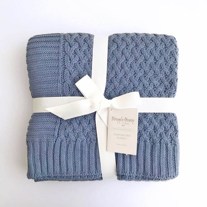 Snuggle Hunny | Diamond Knit Baby Blanket | River