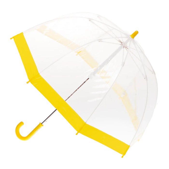 Umbrella | Children | Clear PVC Birdcage | Yellow Border