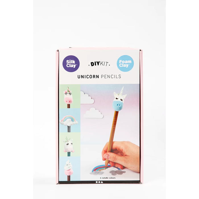 Creativ Company | Silk & Foam Clay DIY Kit | Unicorn Pencils