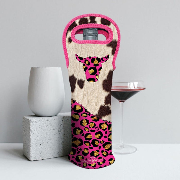 Lisa Pollock | Wine Bottle Cooler | Pink Cowhide