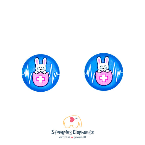 Earrings | Easter Studs | Bunny Nurse - Medium
