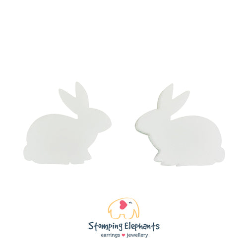 Earrings | Easter Studs | Rabbit White - Large