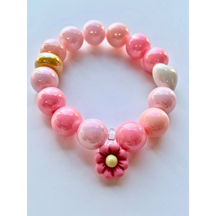 Bobble Bracelet | Pink Flower