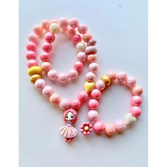 Bobble Bracelet | Pink Flower